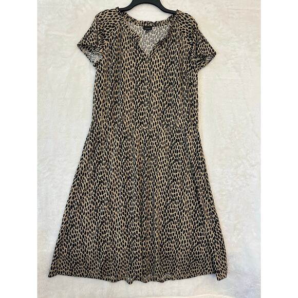 Talbots Dresses & Skirts - Talbots Tan Spotted Fit Flare Midi Dress XL Classy Office